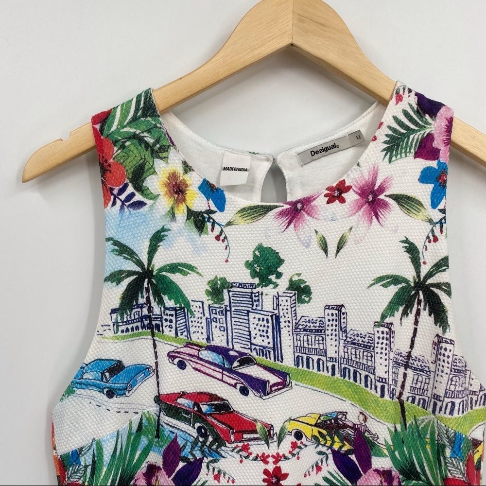 Desigual white Anna Tropical Print Dress M - Picture 3 of 10